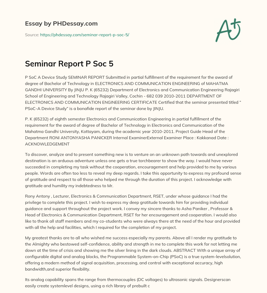 Seminar Report P Soc 5 essay