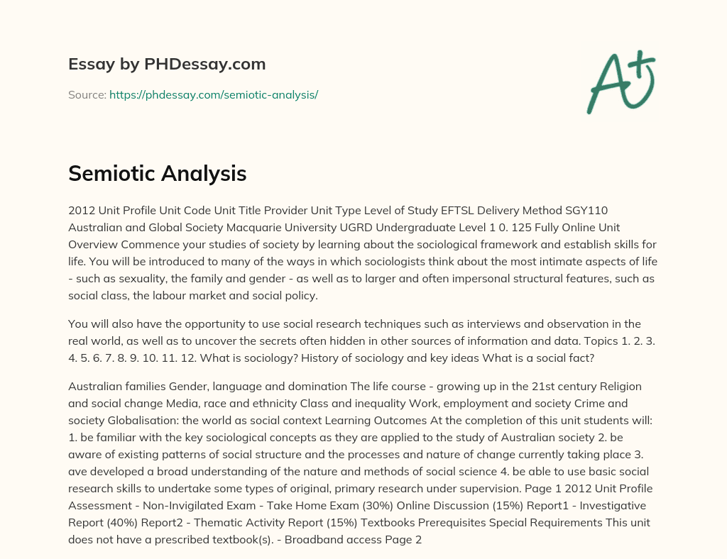 semiotic analysis essay example