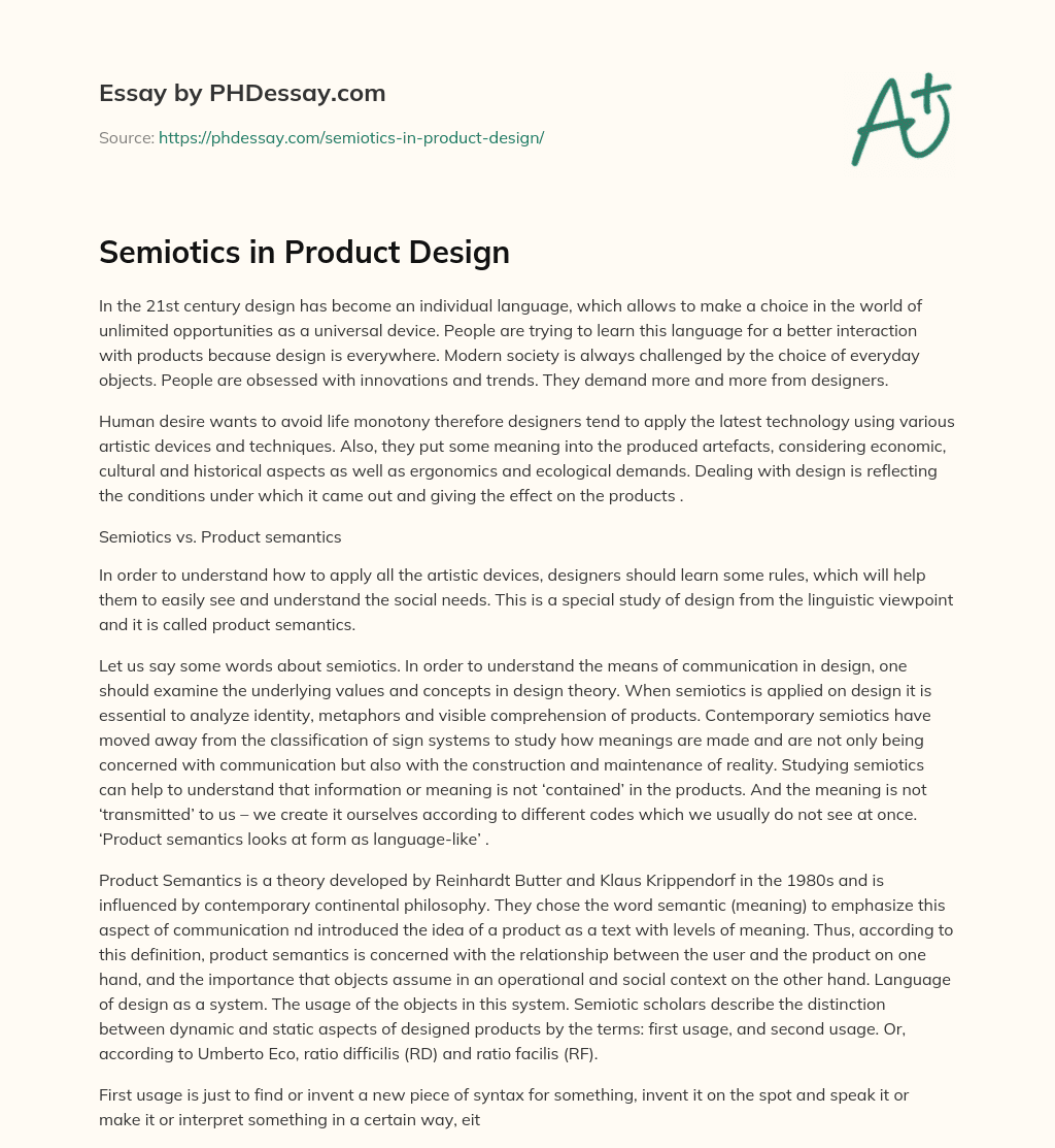 Semiotics in Product Design essay