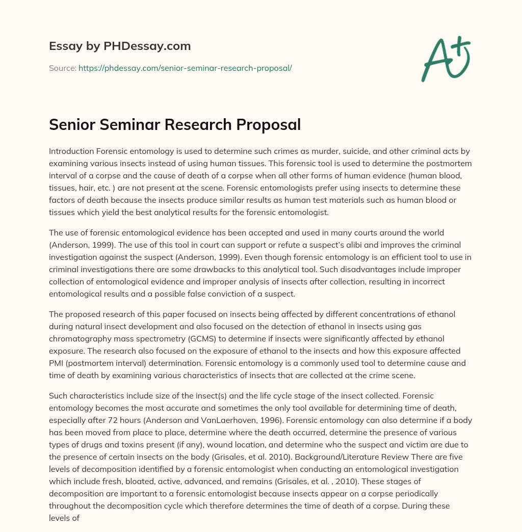 Senior Seminar Research Proposal essay