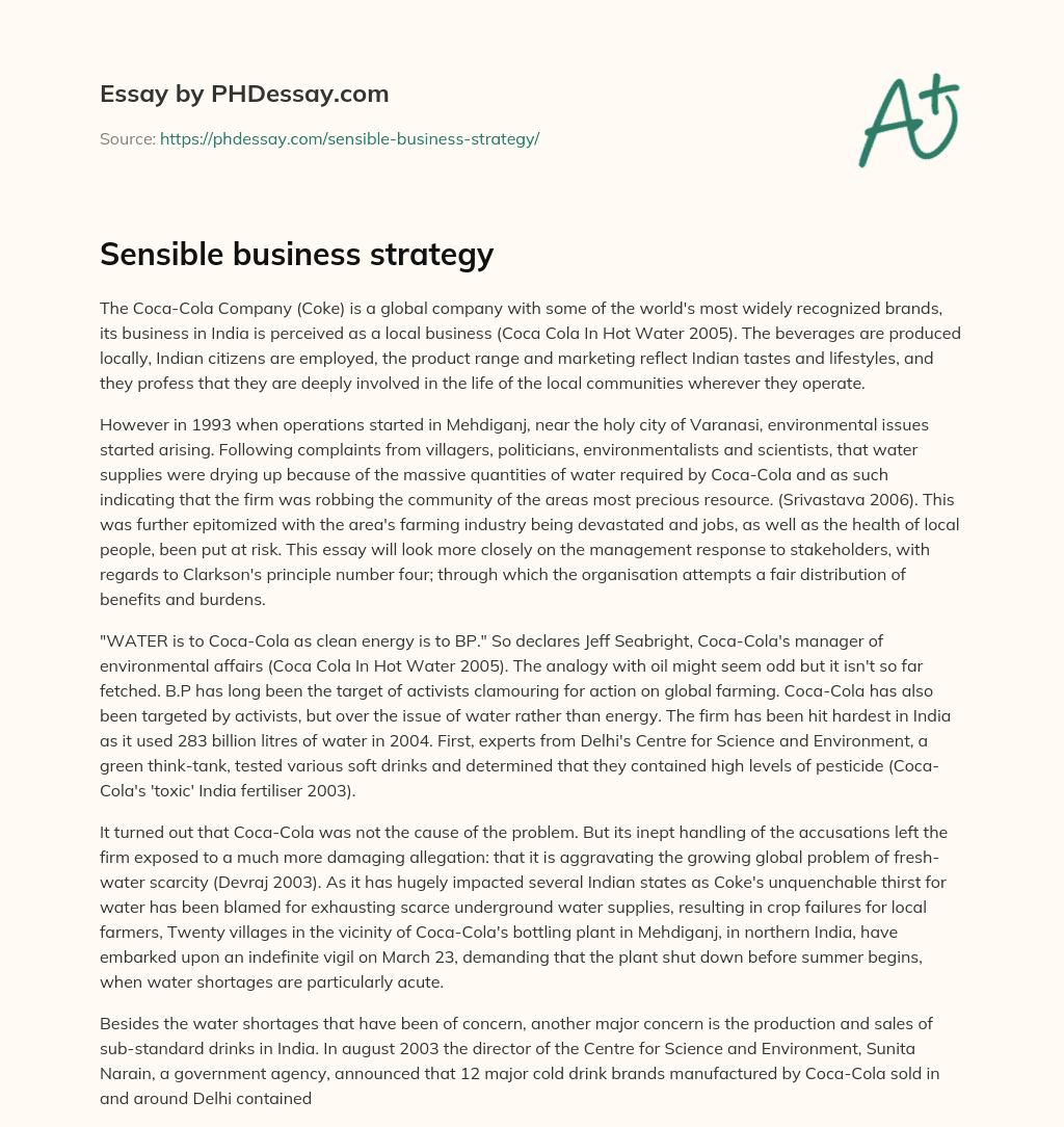 Sensible business strategy