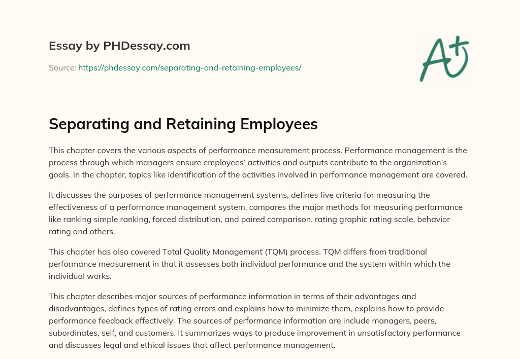 Separating and Retaining Employees essay
