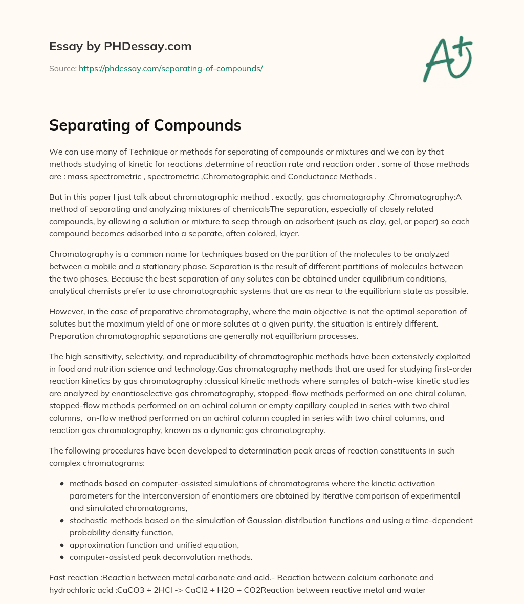 Separating of Compounds essay