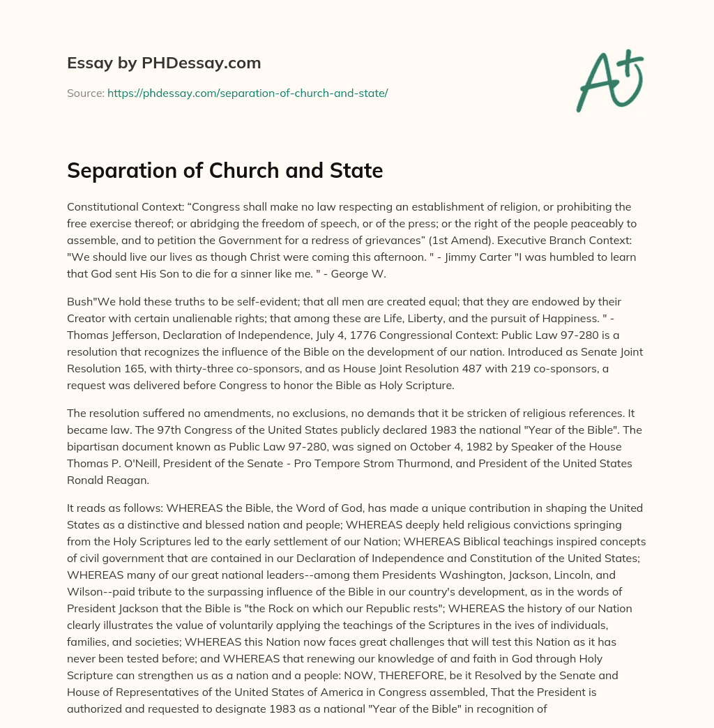 separation of church and state thesis