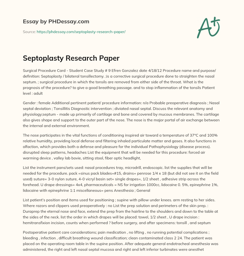 Septoplasty Research Paper essay