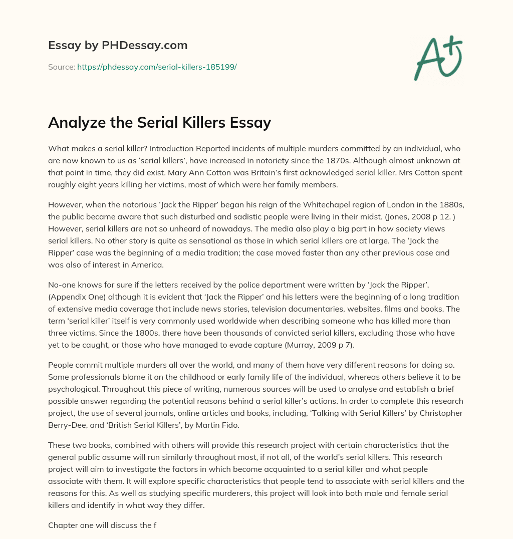 Analyze the Serial Killers Essay essay