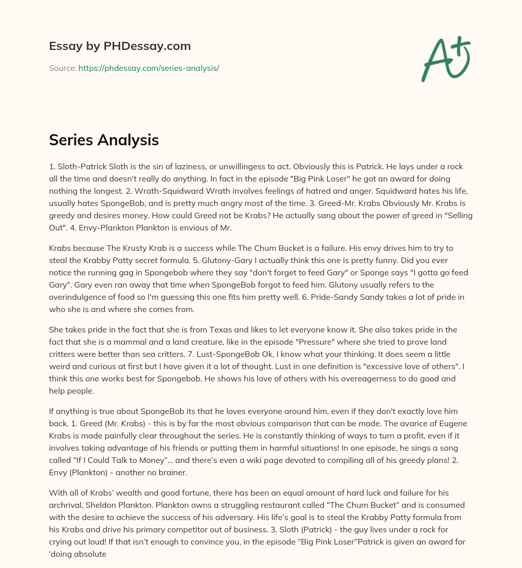 Series Analysis essay