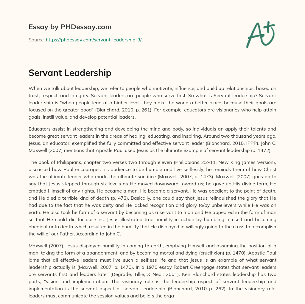 what is the servant leadership essay