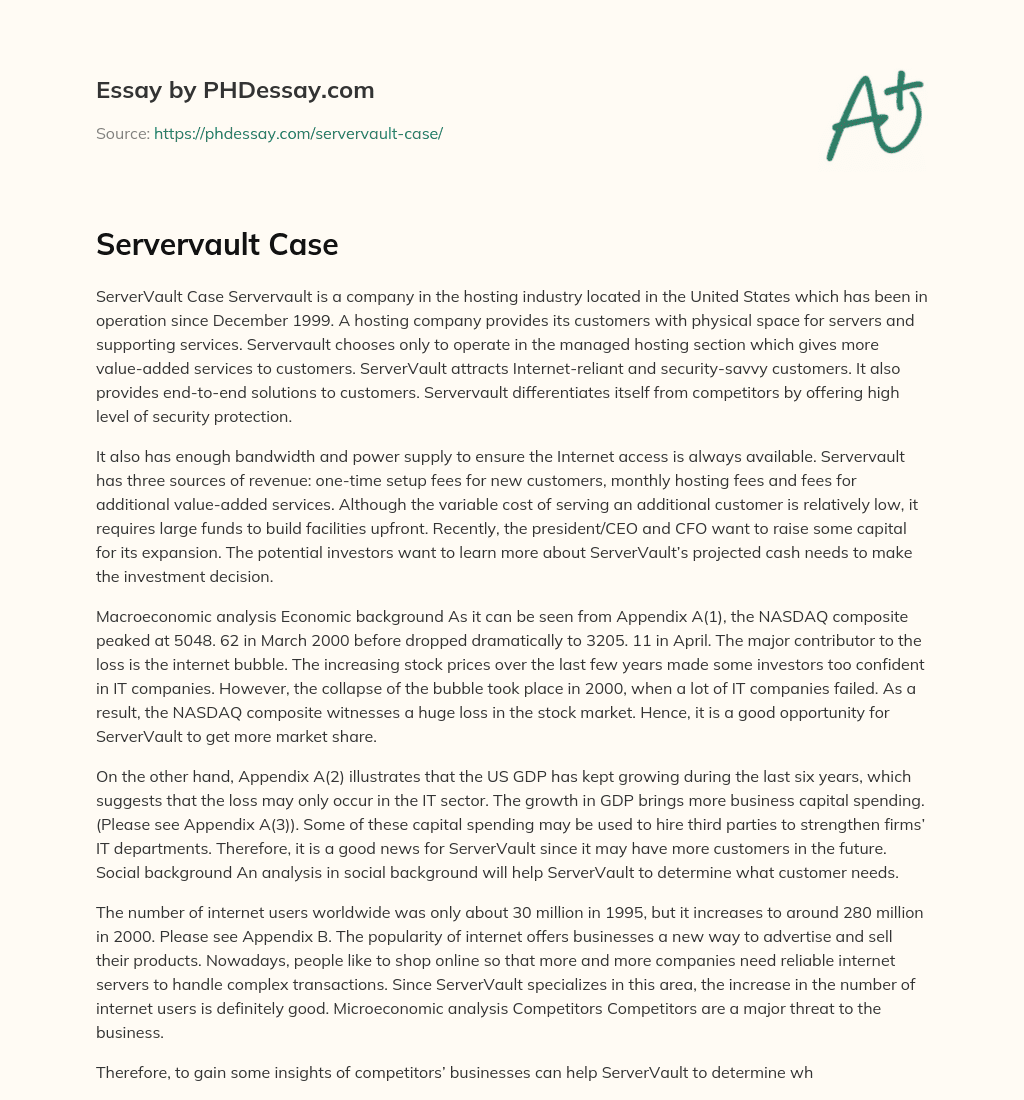 Servervault Case essay