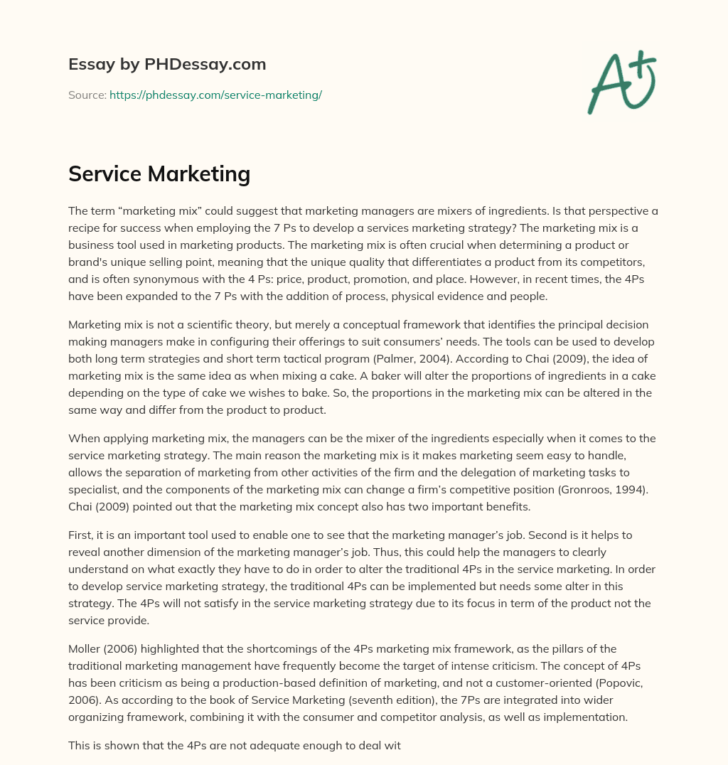 service marketing essay
