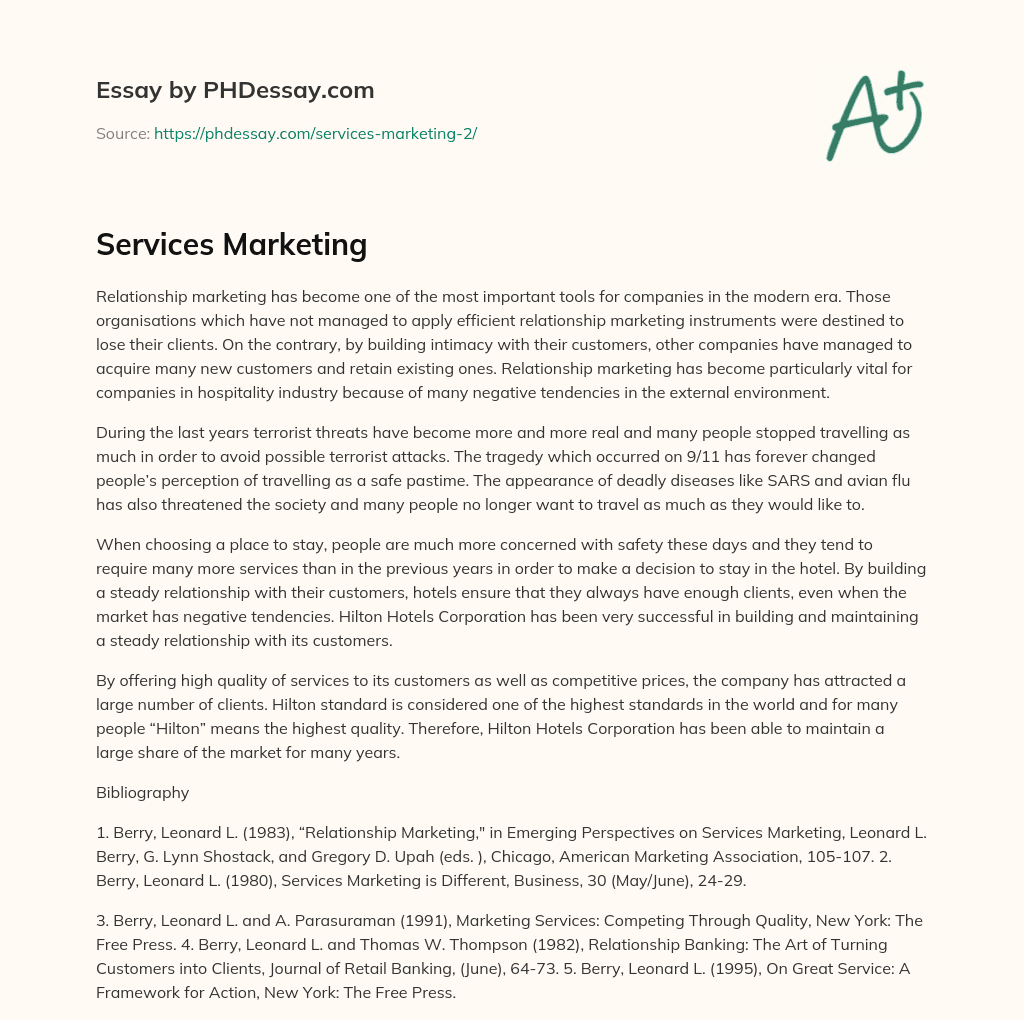 Services Marketing essay