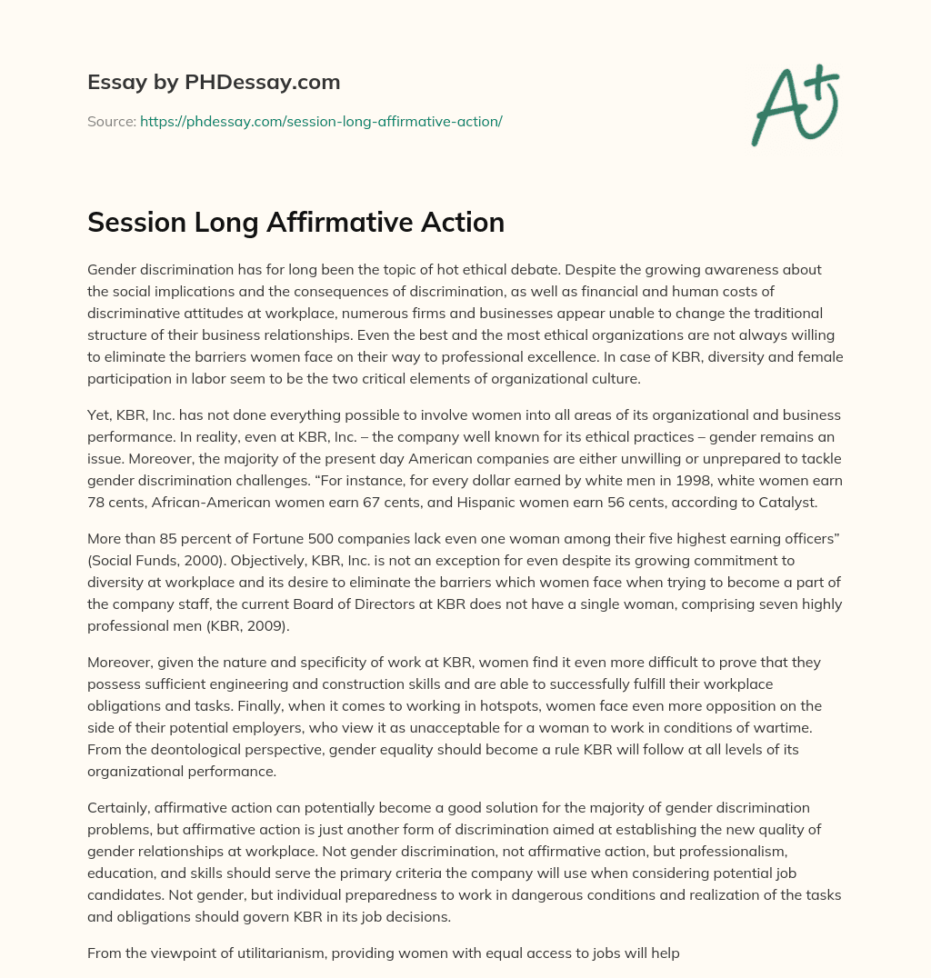 Session Long Affirmative Action essay