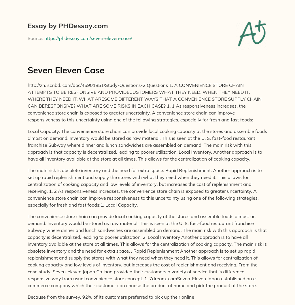 Seven Eleven Case essay
