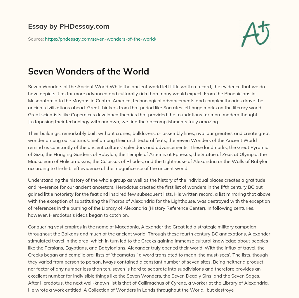 Seven Wonders of the World essay