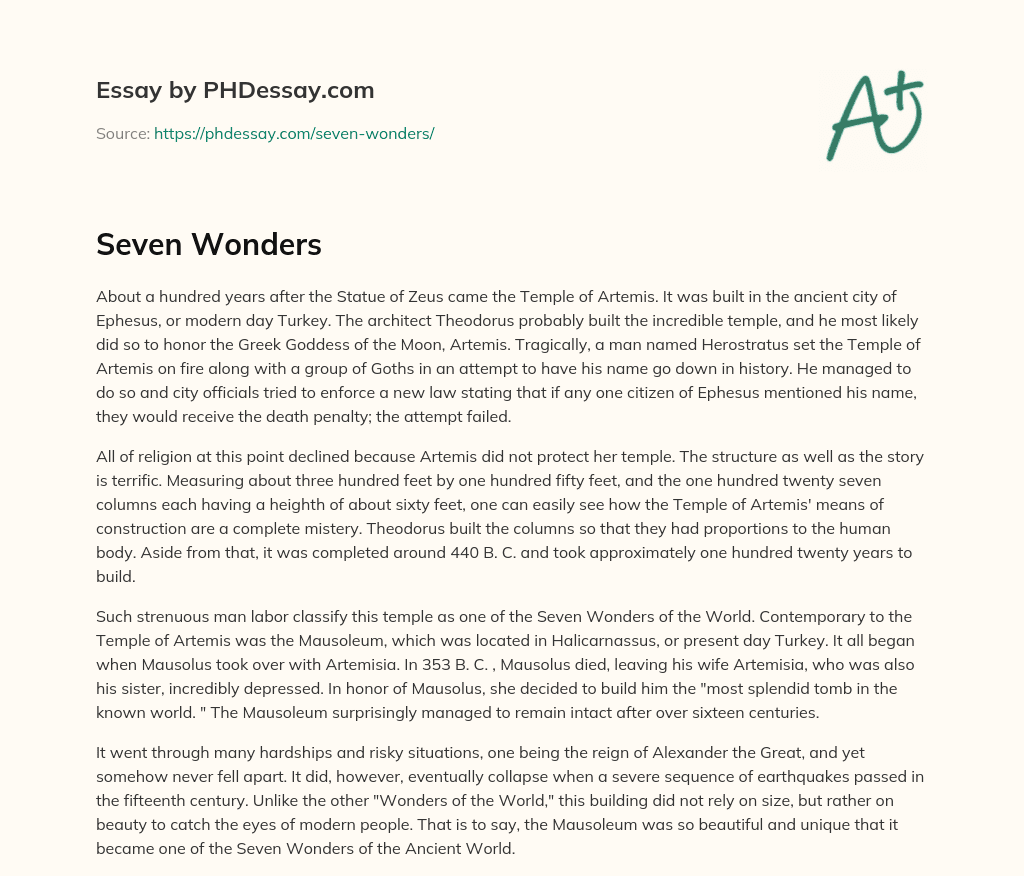 Seven Wonders essay