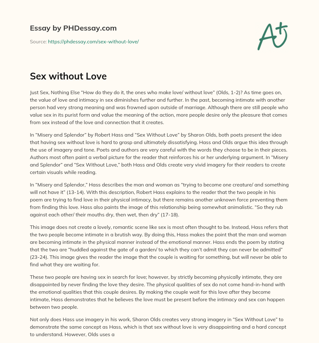 Sex without Love essay