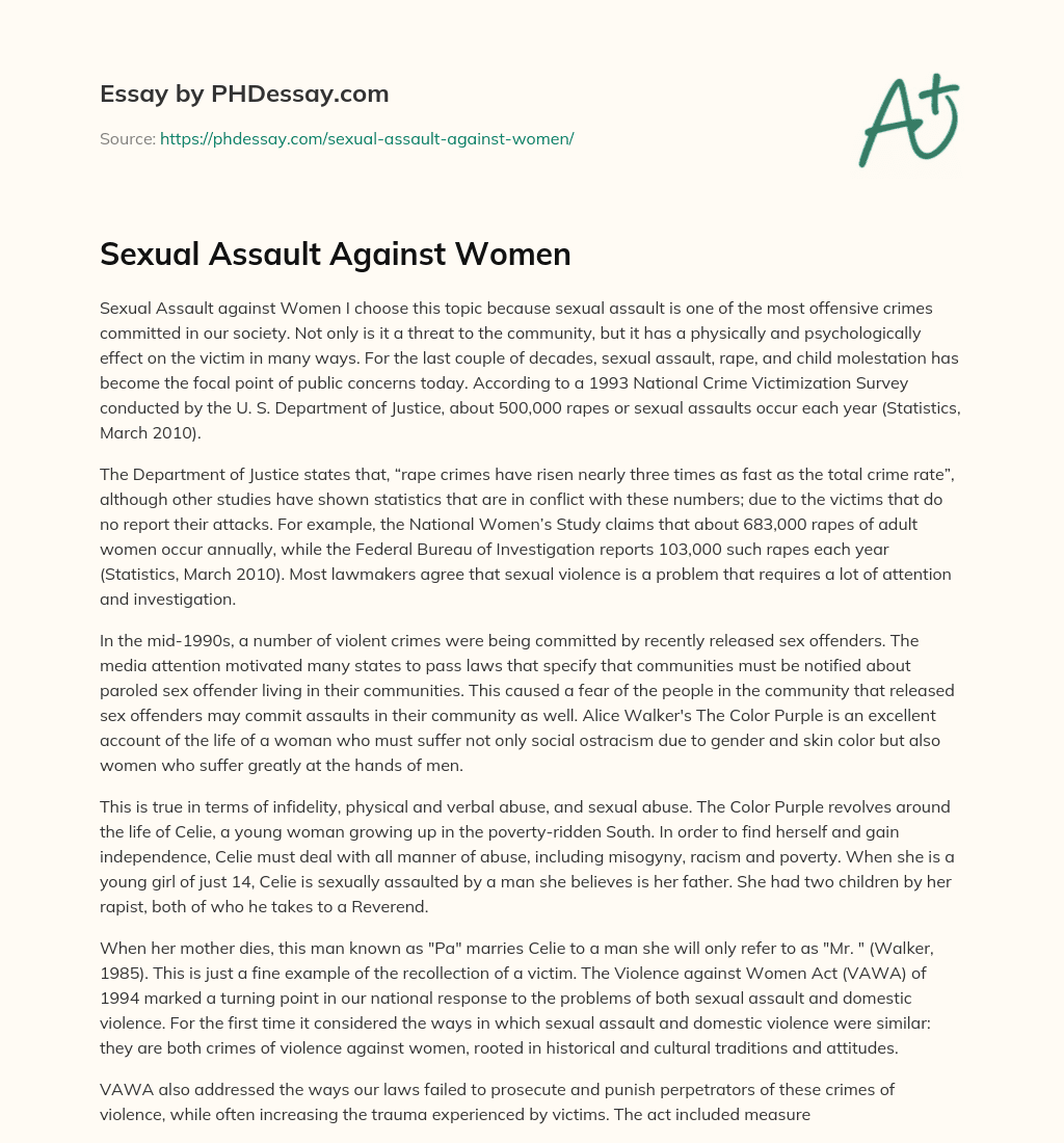 Sexual Assault Against Women