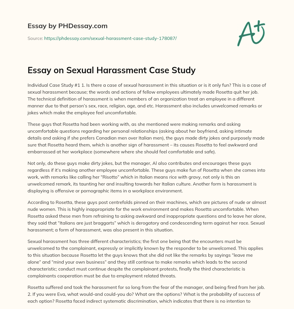 sexual harassment research essay