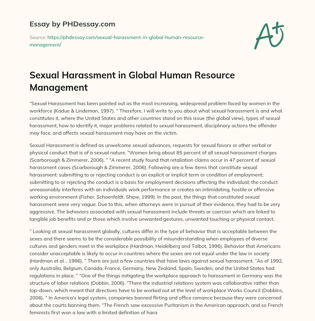 sexual harassment body essay