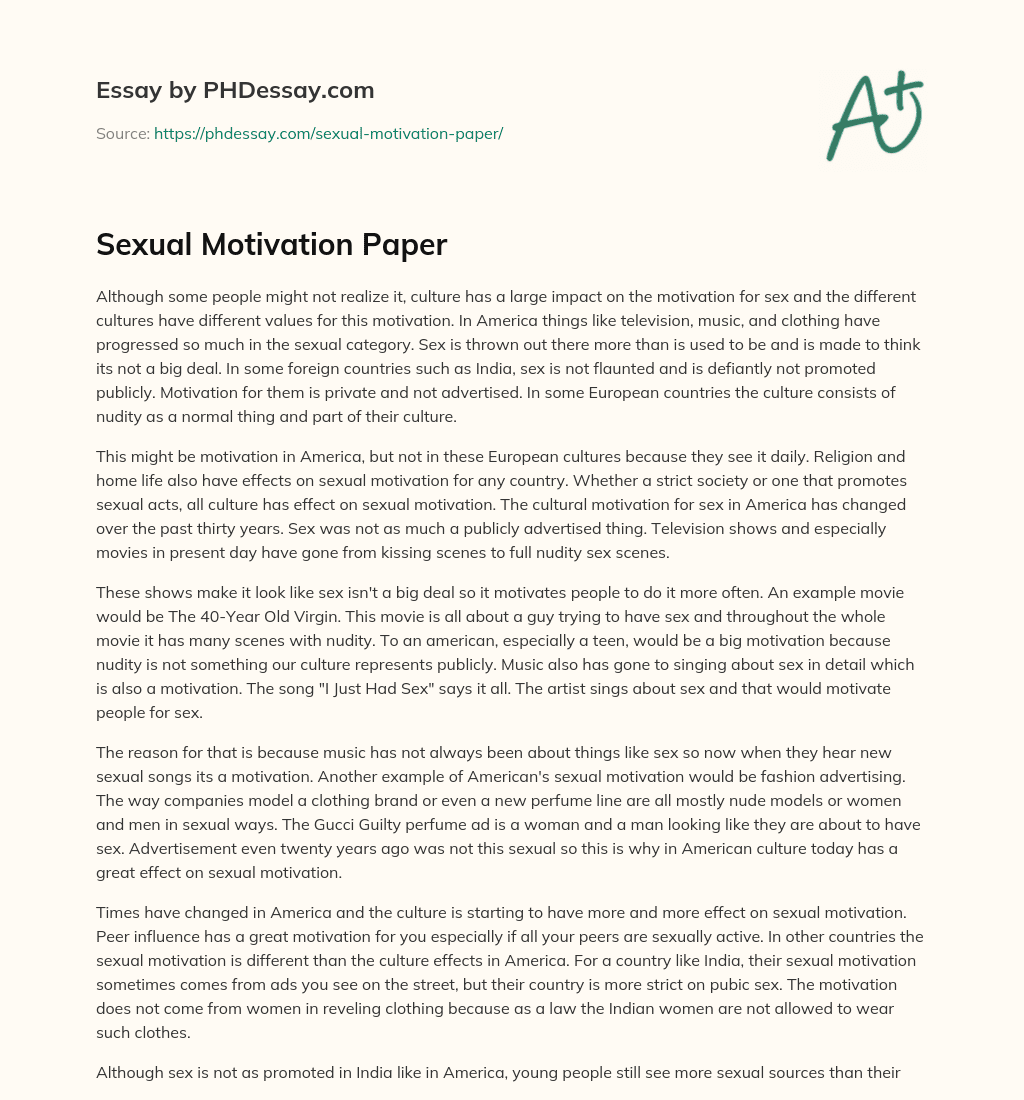Sexual Motivation Paper essay