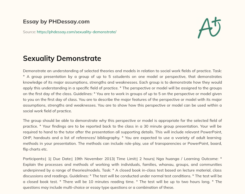 Sexuality Demonstrate essay