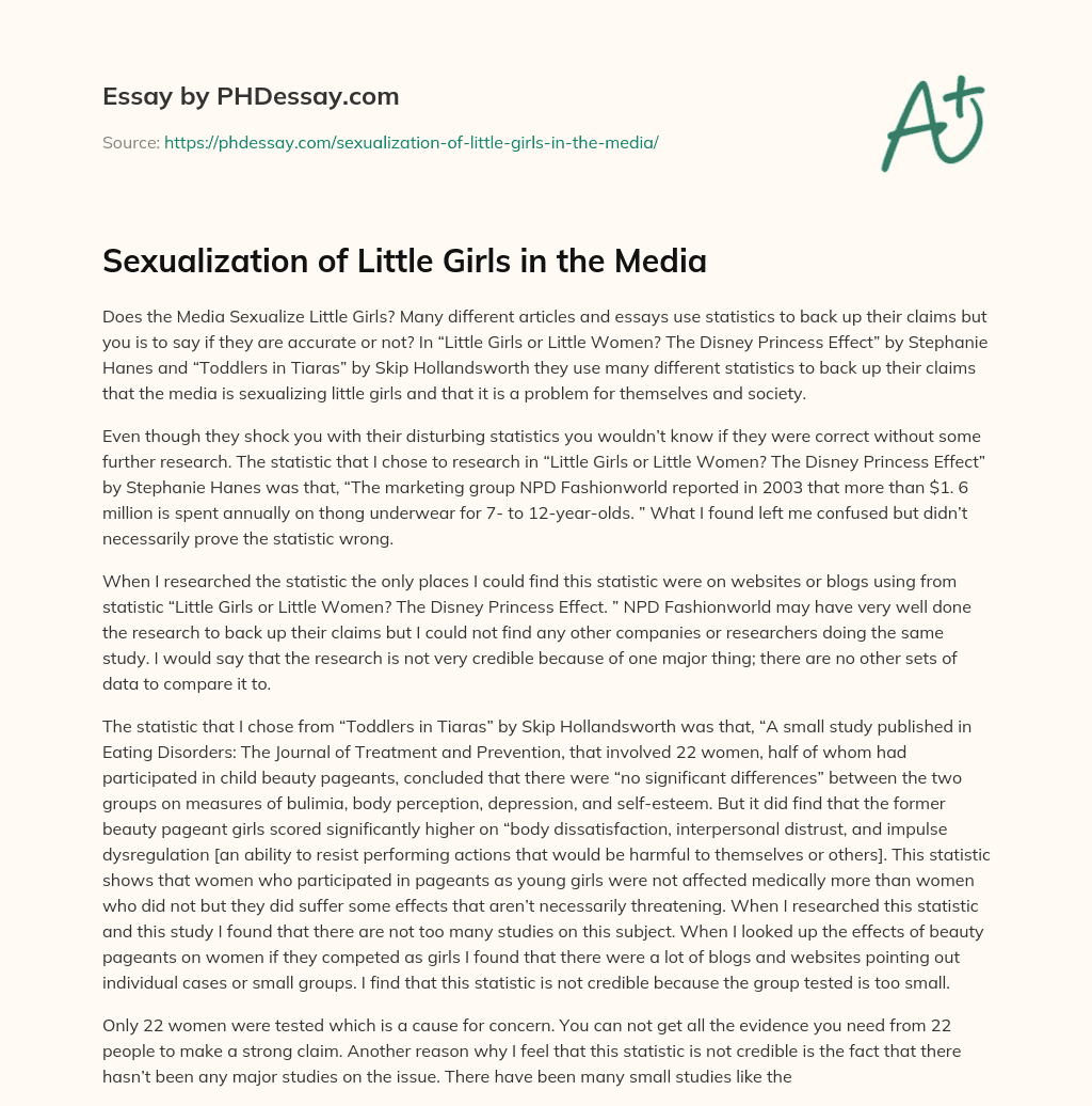 Sexualization of Little Girls in the Media essay