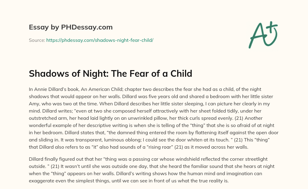 Shadows of Night: The Fear of a Child essay