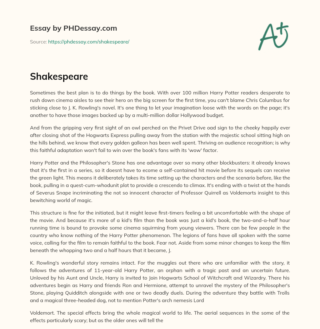 Importance of Staying True to the Book in Film Adaptations essay