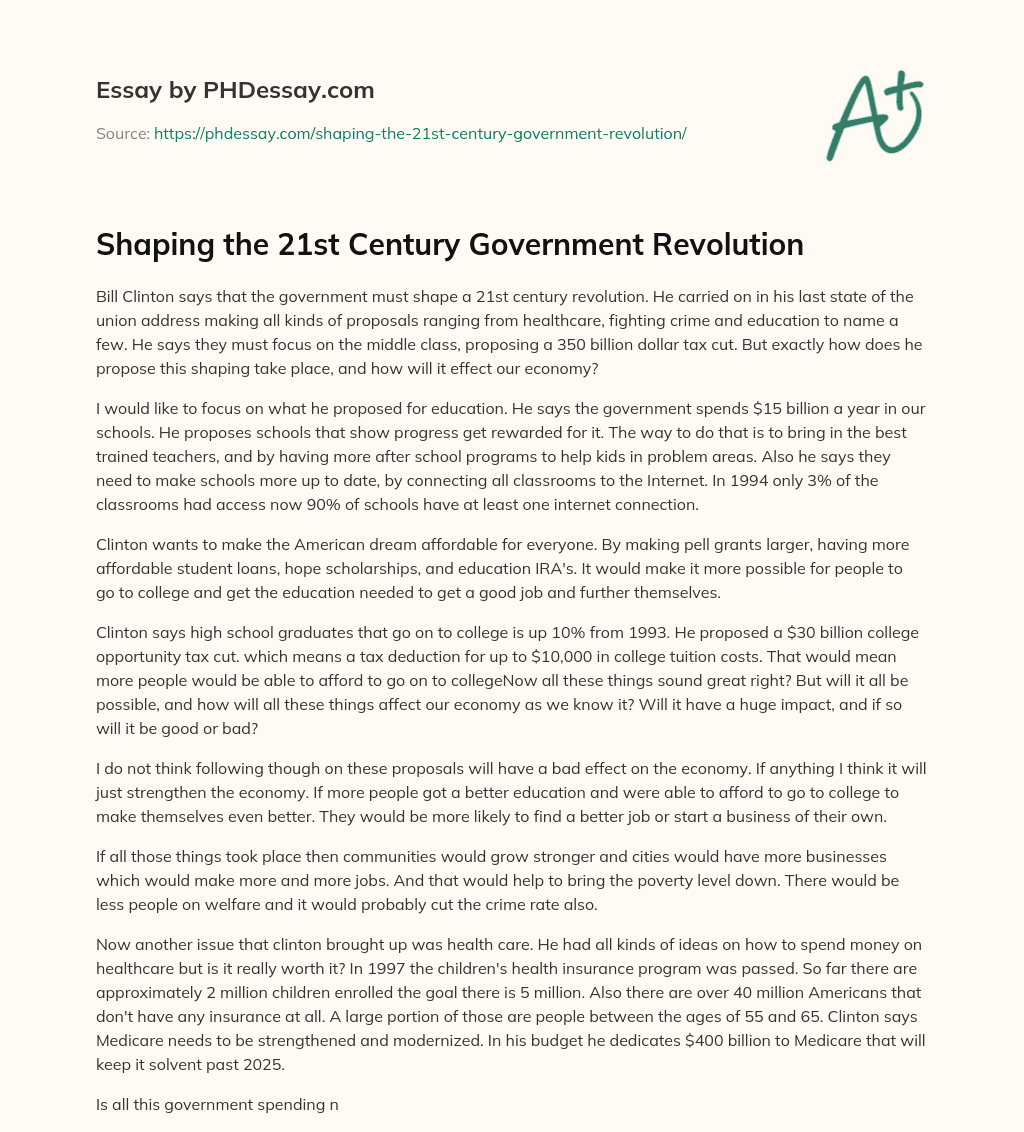 Shaping the 21st Century Government Revolution essay