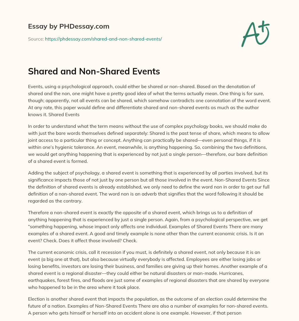 Shared and Non-Shared Events essay