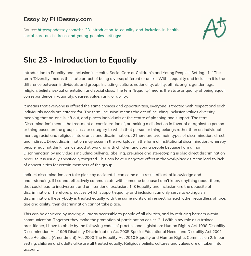 i believe in equality essay