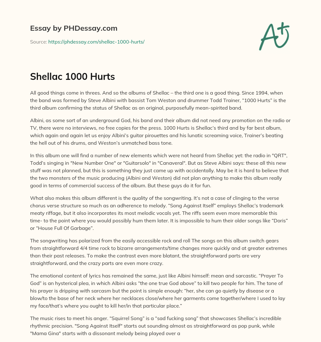 Shellac 1000 Hurts essay