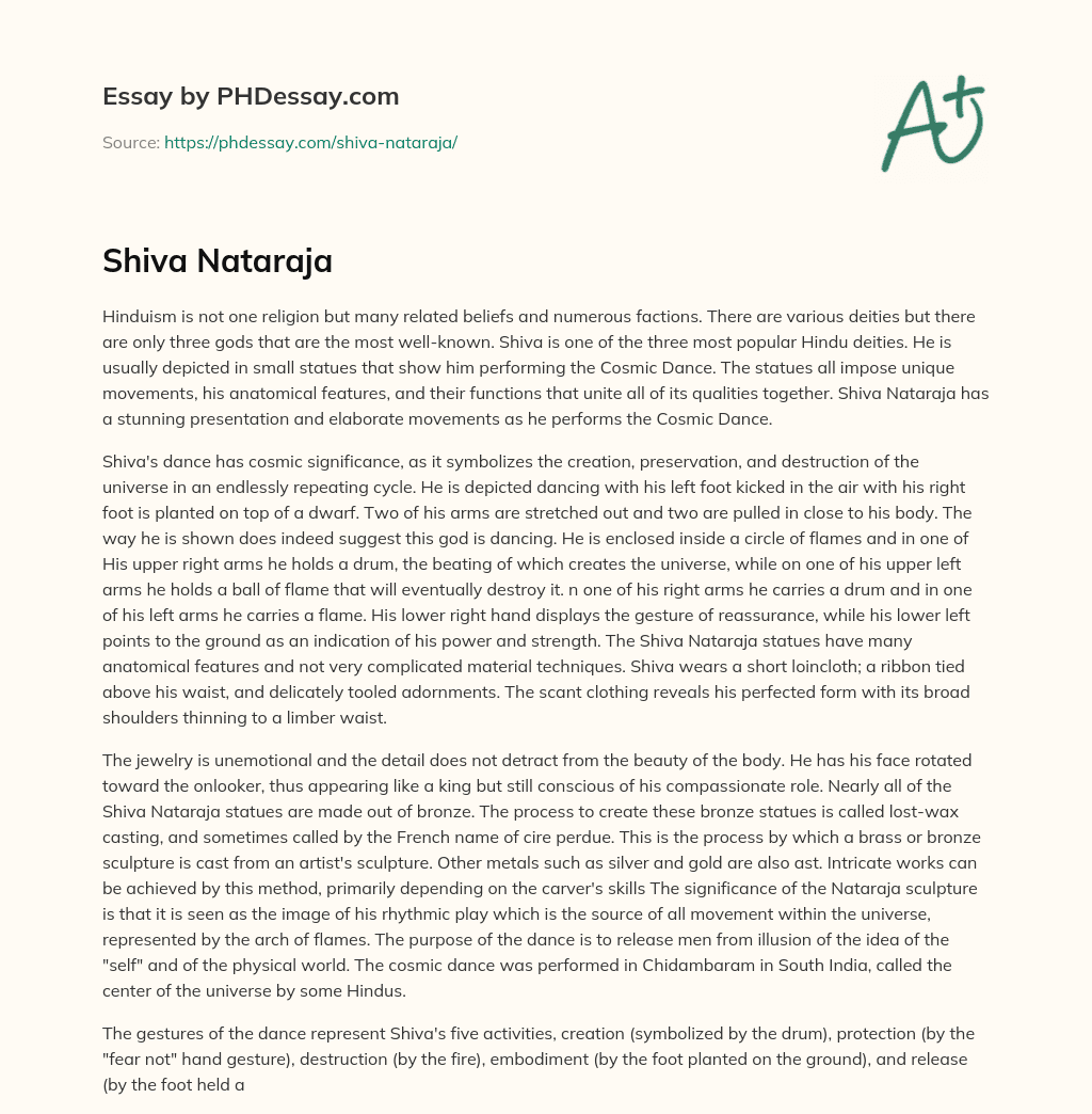 Shiva Nataraja essay