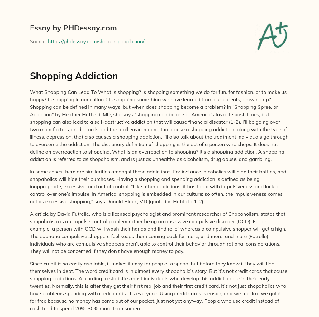 essay about shopping addiction