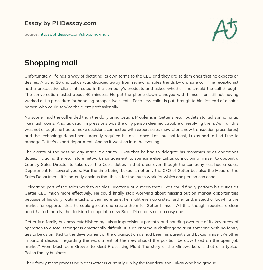 shopping mall essay introduction