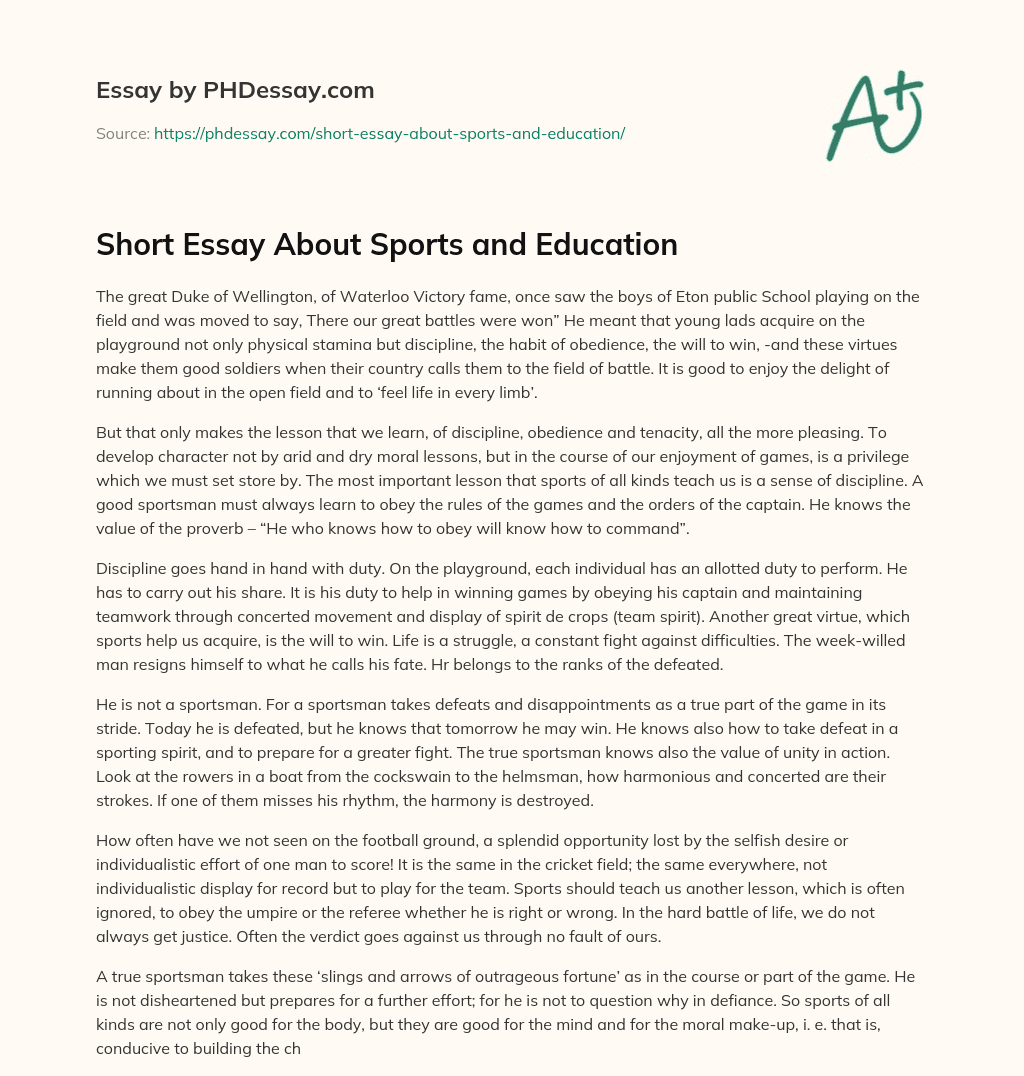 Short Essay About Sports and Education essay