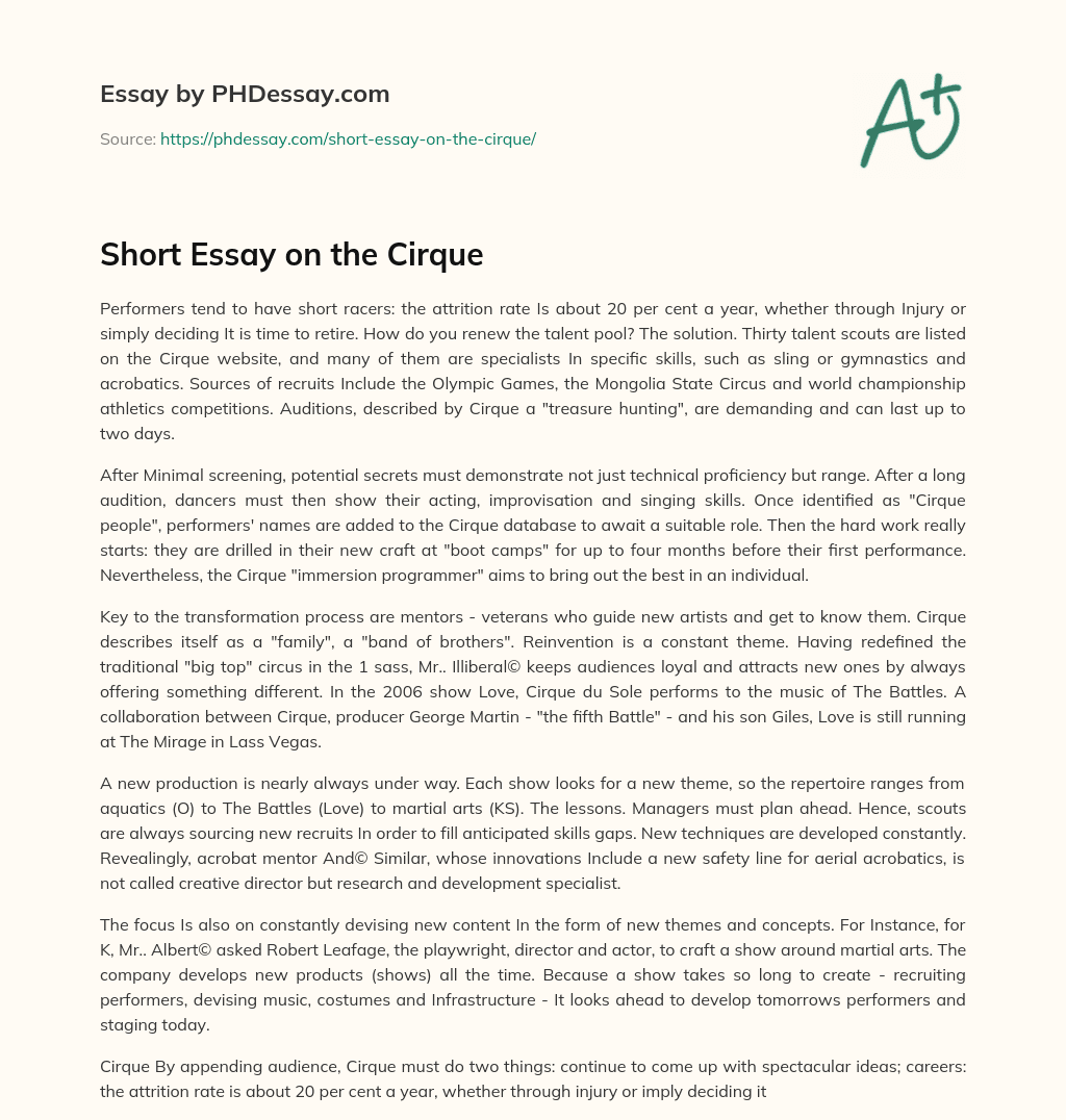 Short Essay on the Cirque essay