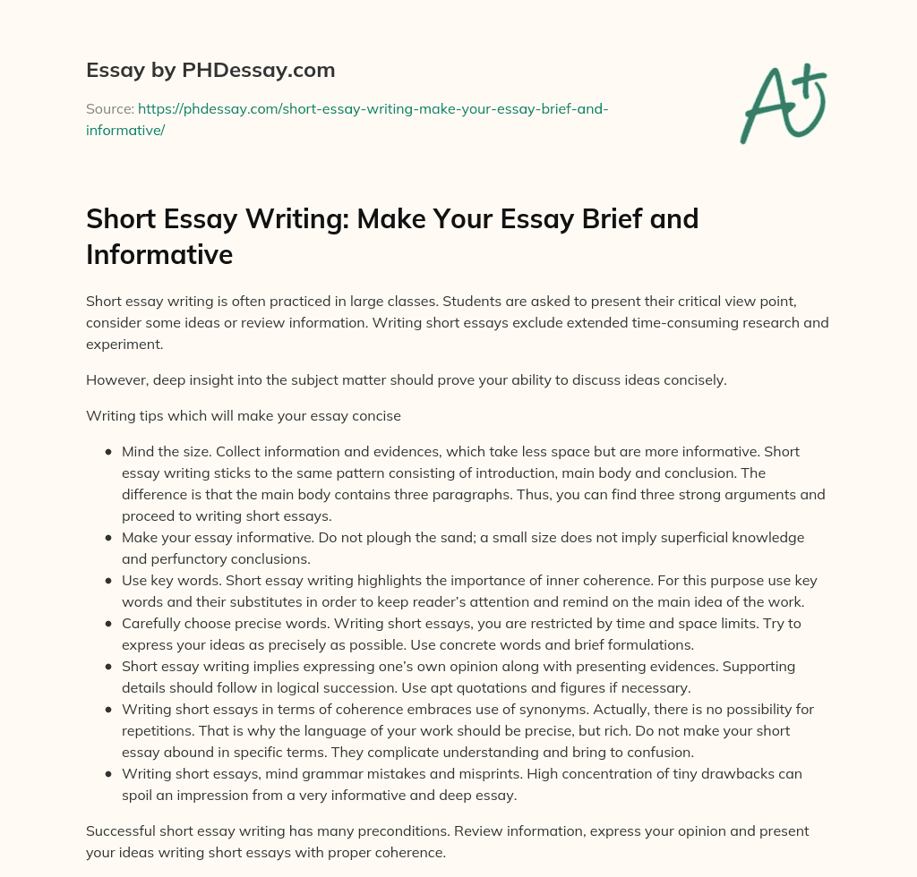 Short Essay Writing: Make Your Essay Brief and Informative essay