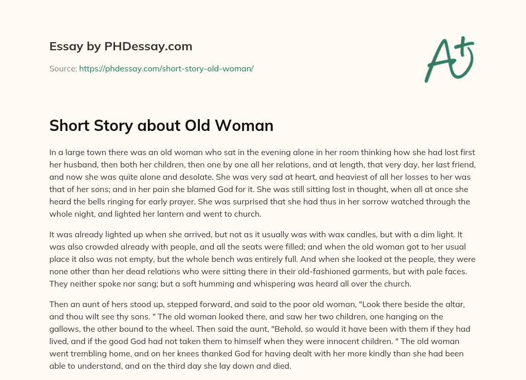 essay describing an old woman
