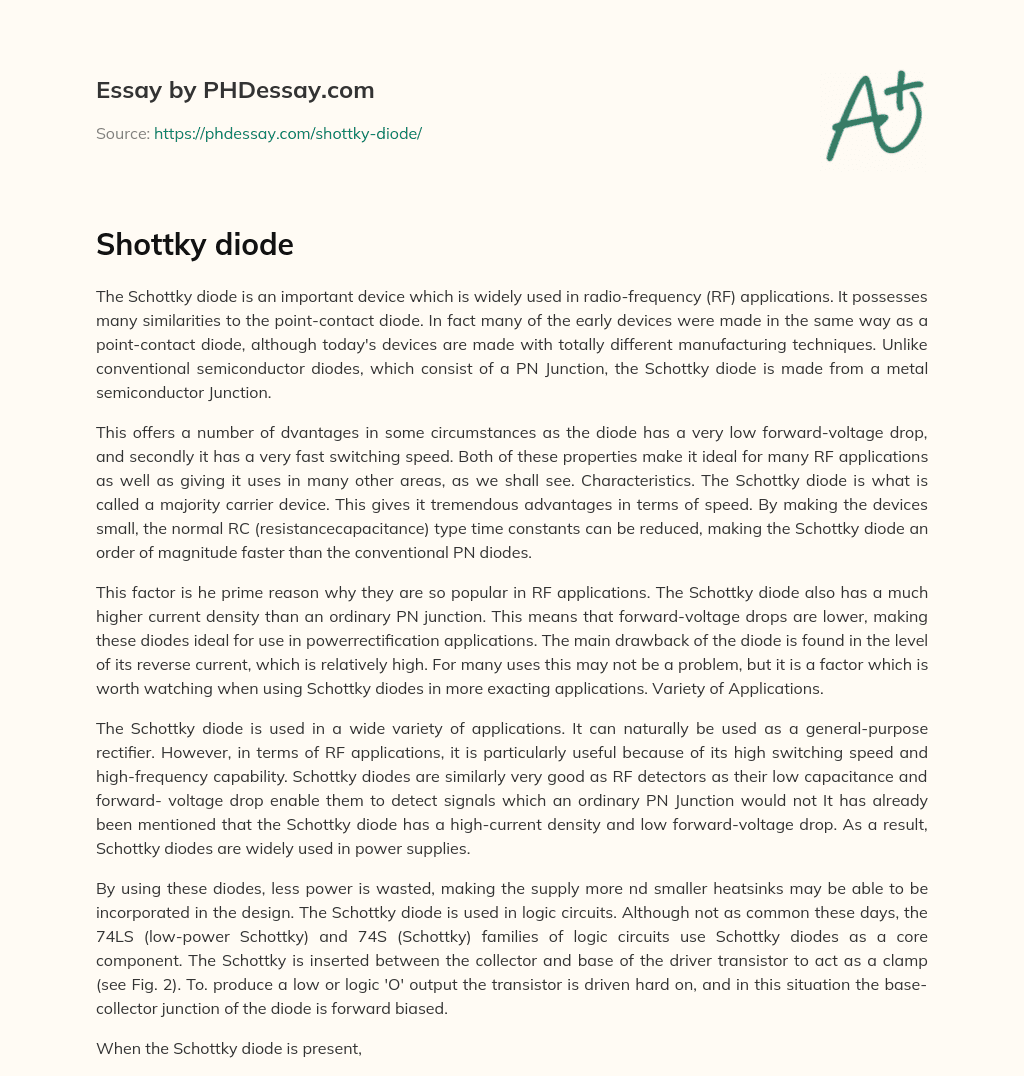 Shottky diode essay