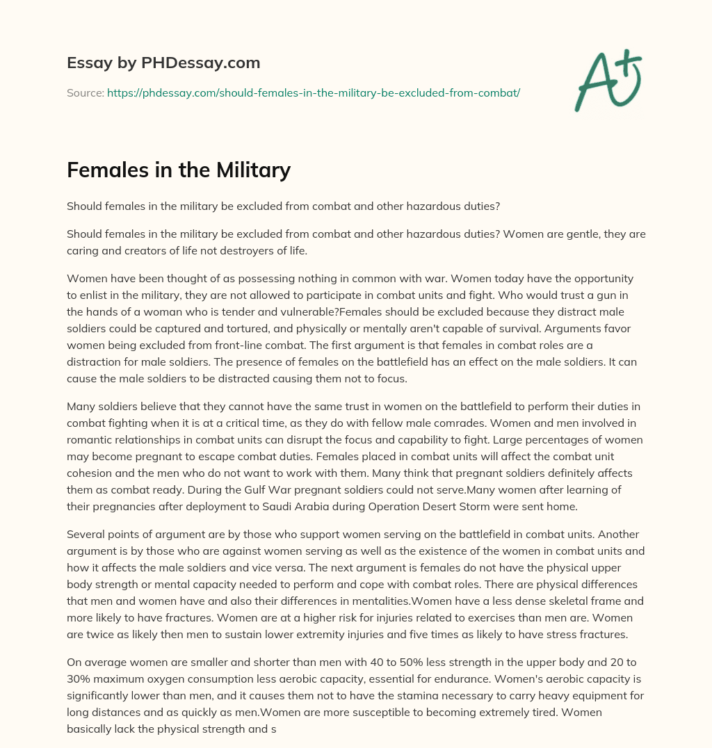 Females in the Military essay