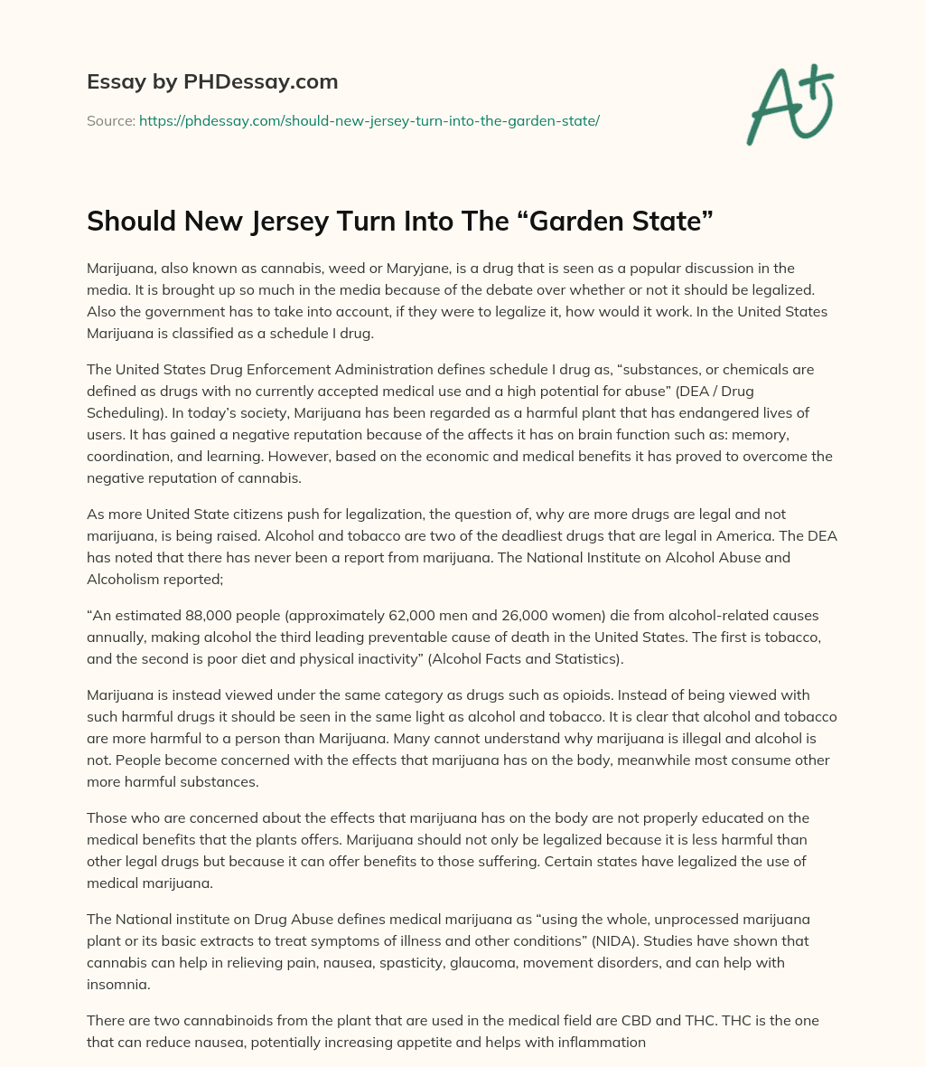 Should New Jersey Turn Into The “Garden State” essay