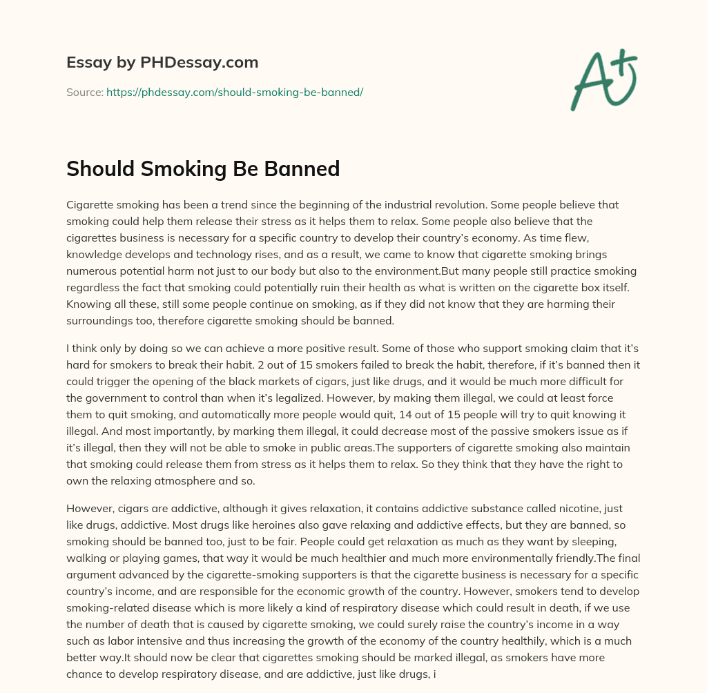 Should Smoking Be Banned essay
