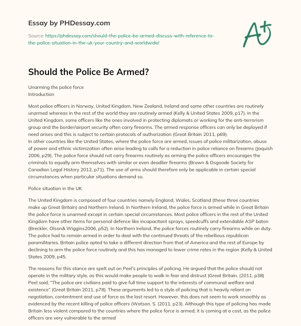 Should the Police Be Armed? essay