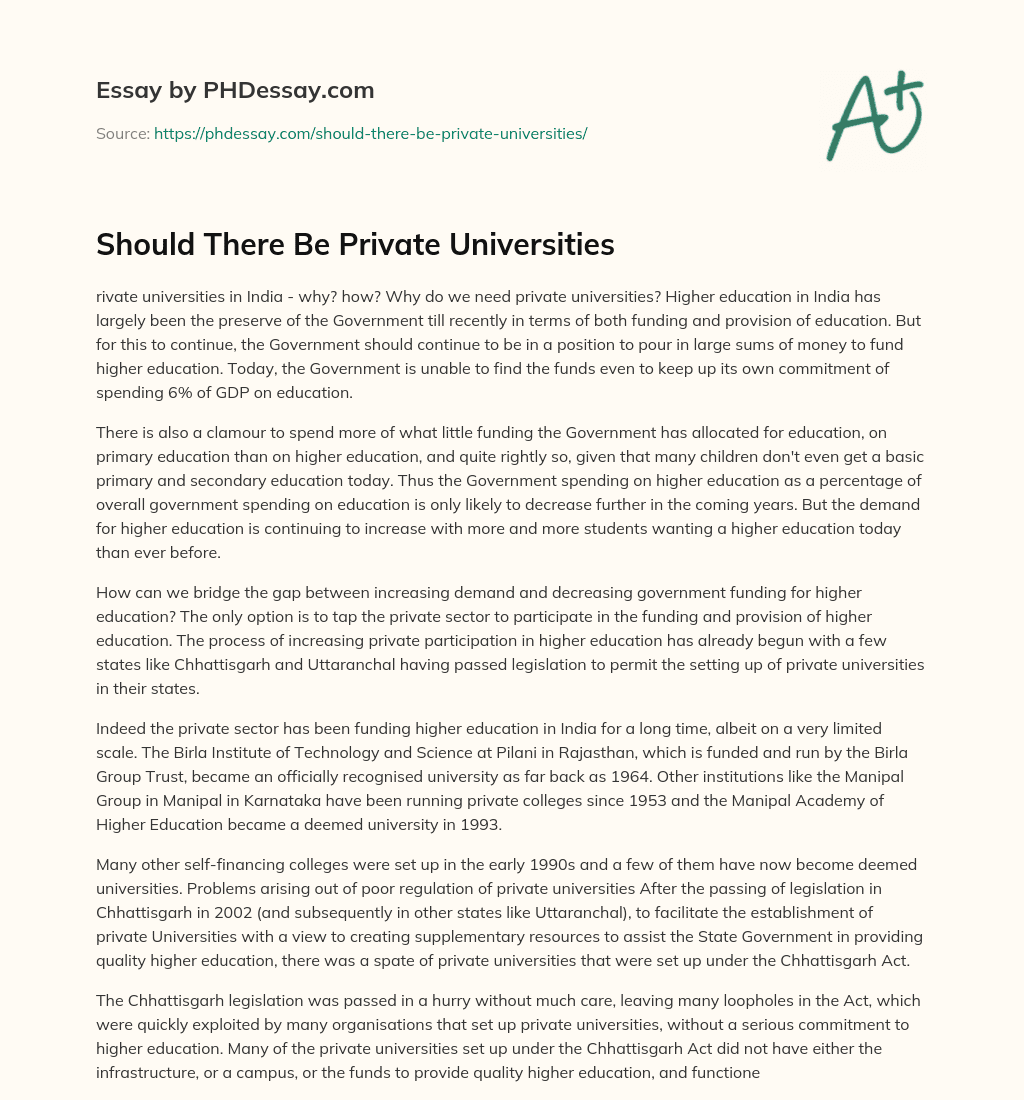 Should There Be Private Universities essay