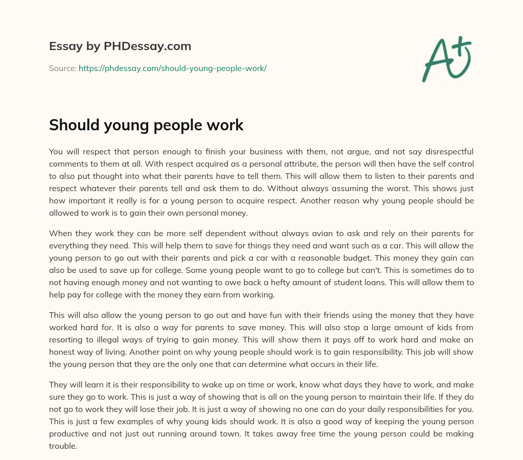 Should young people work essay