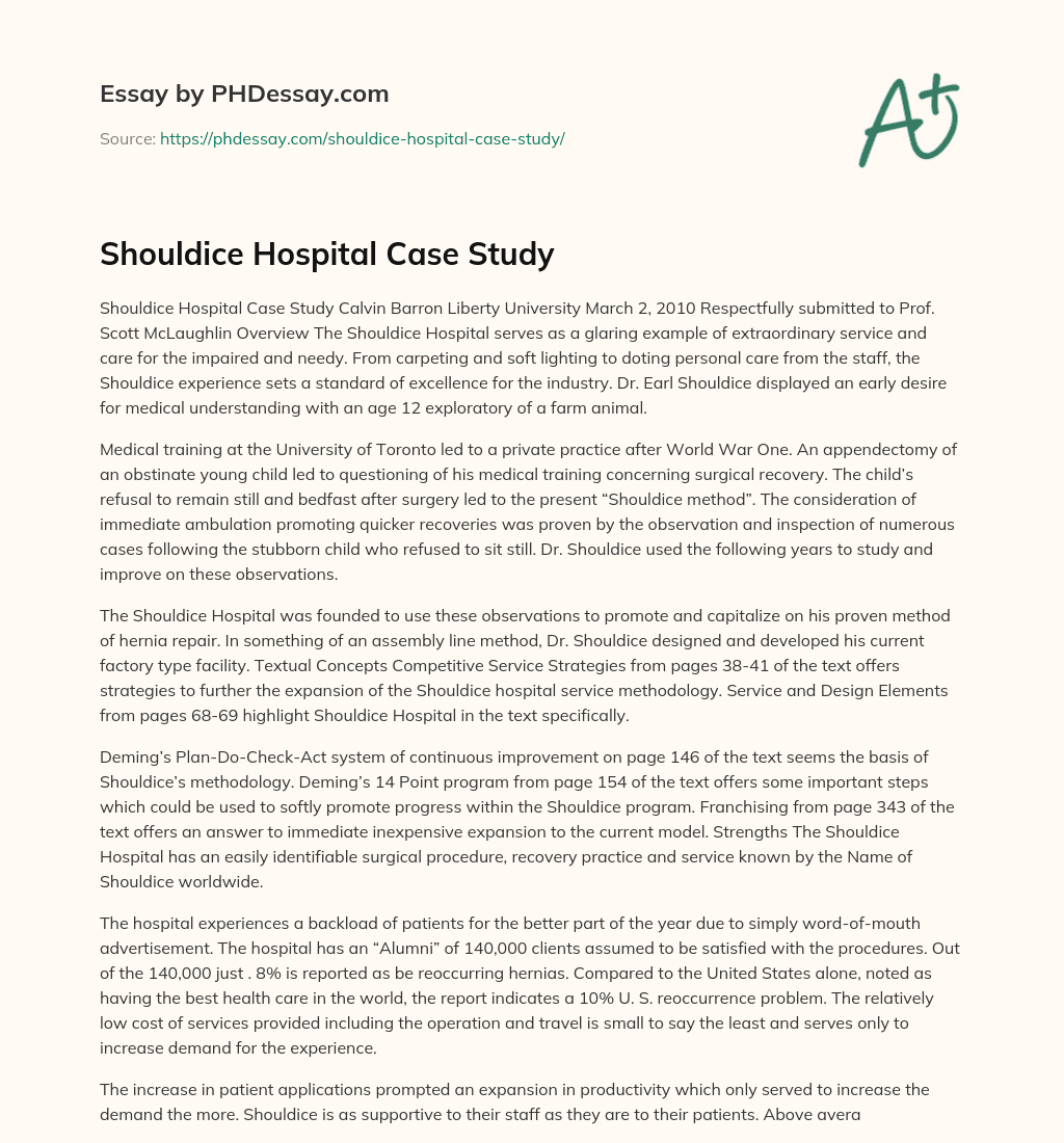 shouldice hospital case study solution