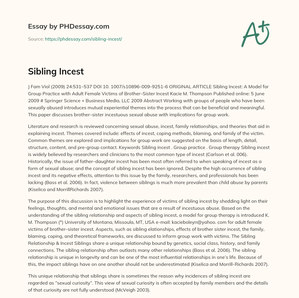 Sibling Incest essay
