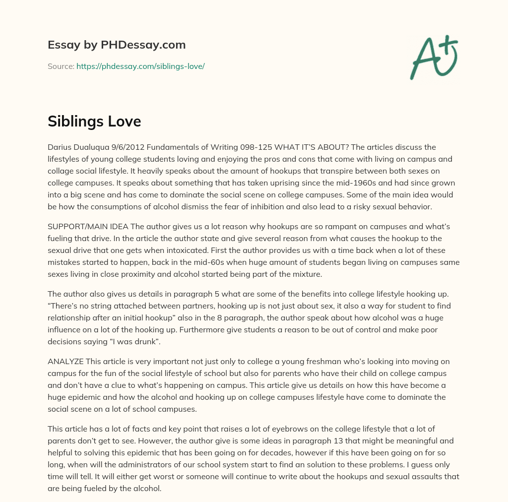 Siblings Love essay