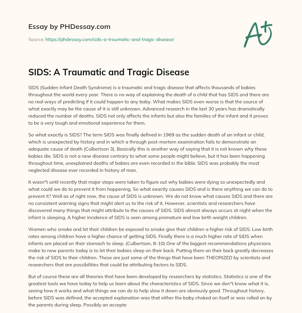SIDS: A Traumatic and Tragic Disease essay